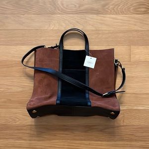 NEW WITH TAGS Fossil Carmen two tone suede tote